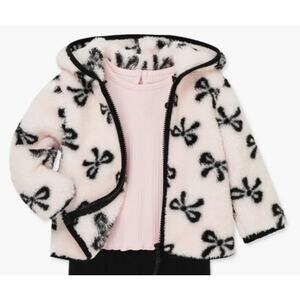 Little Me Bow Faux Shearling Jacket
